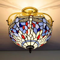 2 Lights Kitchen Semi-Flush Mount Beige Red Orange Ceiling Lighting - Rebooters