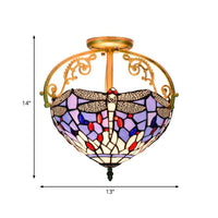 2 Lights Kitchen Semi-Flush Mount Beige Red Orange Ceiling Lighting - Rebooters