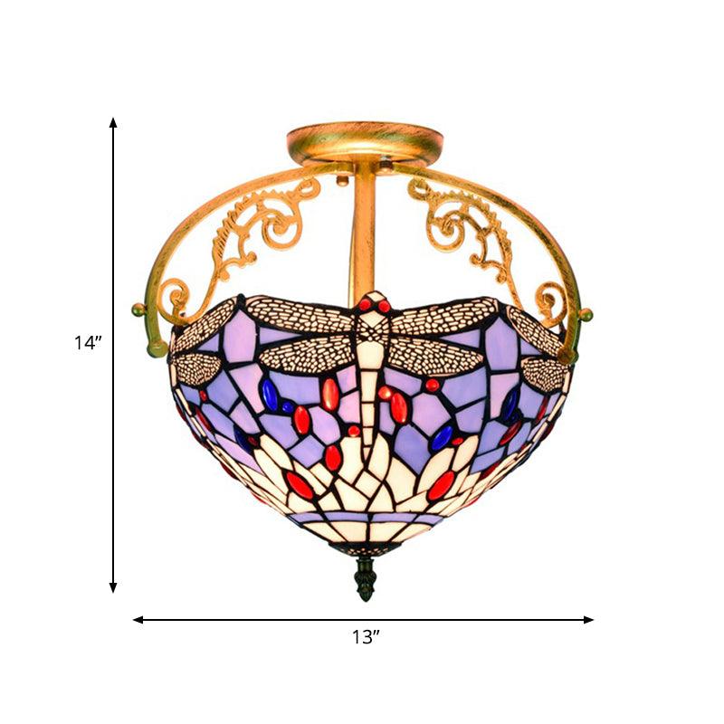 2 Lights Kitchen Semi-Flush Mount Beige Red Orange Ceiling Lighting - Rebooters