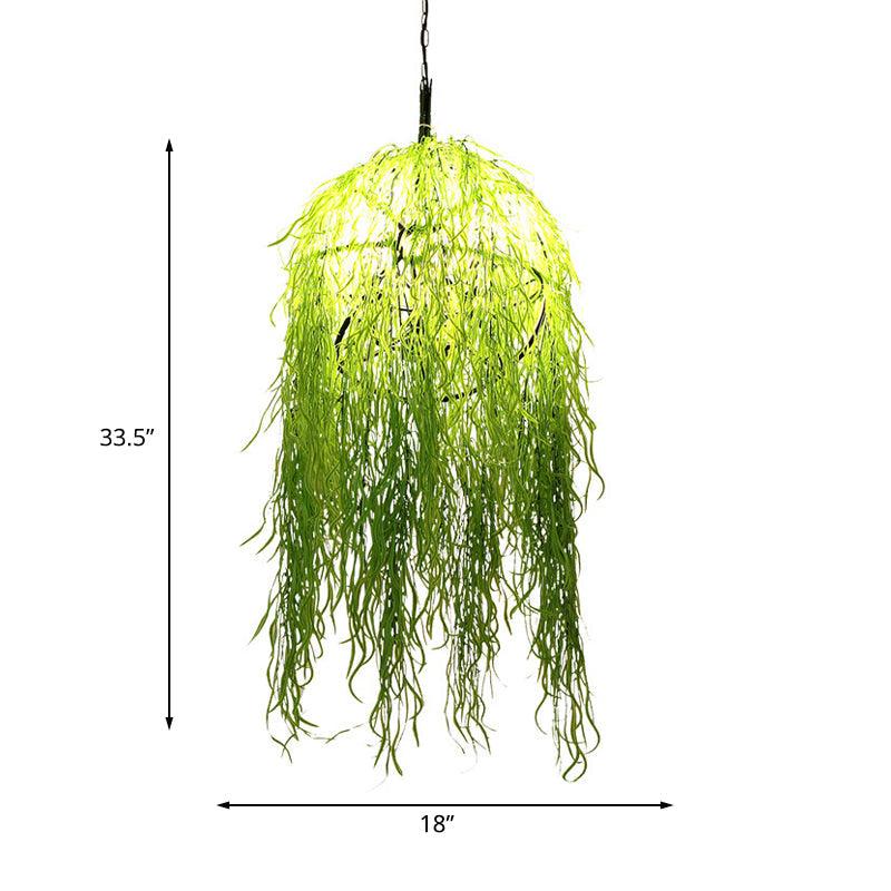 3 Heads Bell Cage Chandelier Industrial Green Metal Light - Rebooters