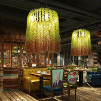 6 Heads Cylinder Chandelier Lamp Industrial Green Metal Lighting - Rebooters