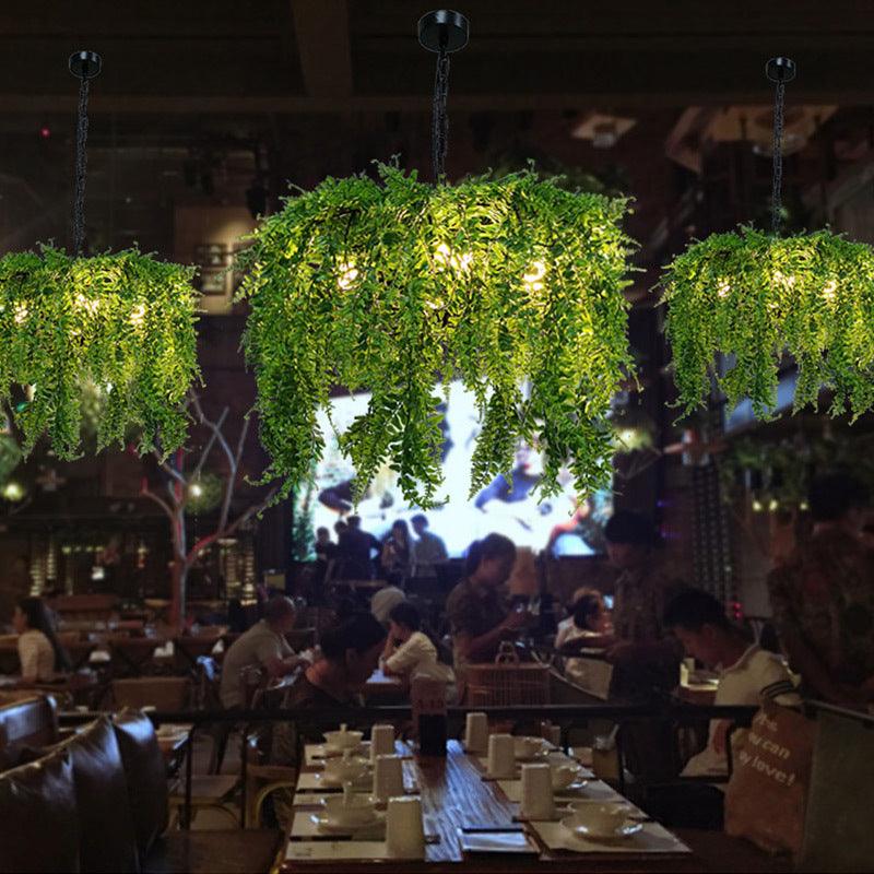 5 Lights Metal Chandelier Light Fixture Industrial Green Plant Design Restaurant Ceiling Light 21.5/25.5 Wide - Rebooters