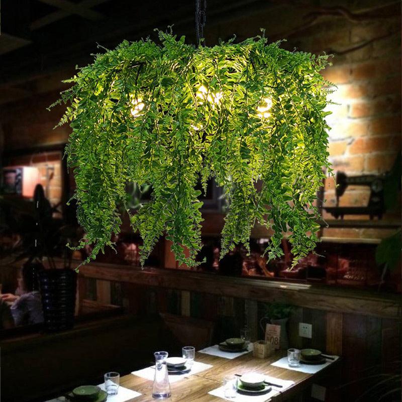 5 Lights Metal Chandelier Light Fixture Industrial Green Plant Design Restaurant Ceiling Light 21.5/25.5 Wide - Rebooters