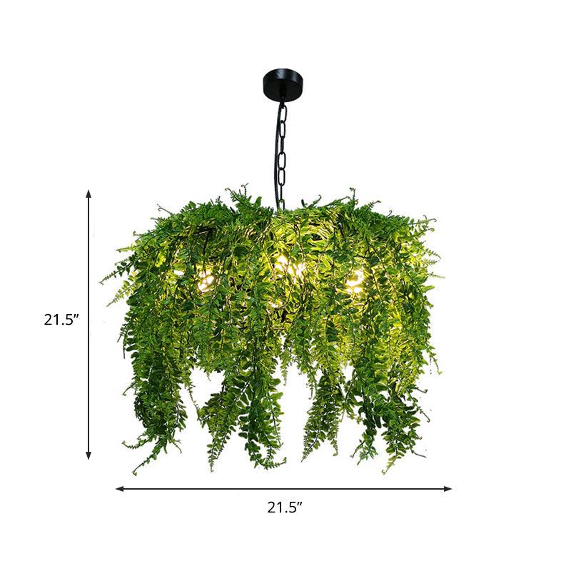 5 Lights Metal Chandelier Light Fixture Industrial Green Plant Design Restaurant Ceiling Light 21.5/25.5 Wide - Rebooters