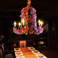 6 Heads Metal Hanging Light Kit Industrial Purple Chandelier - Rebooters