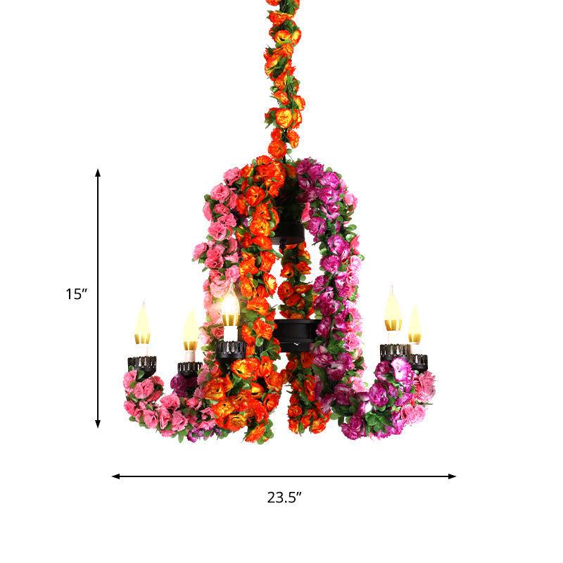 6 Heads Metal Hanging Light Kit Industrial Purple Chandelier - Rebooters