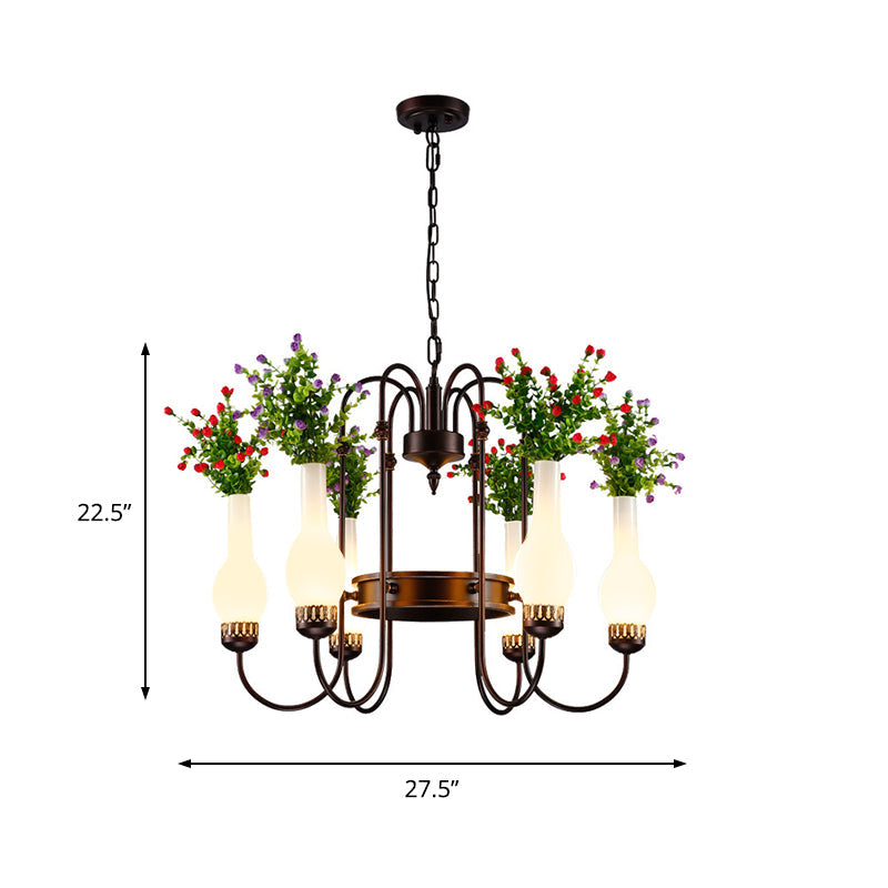 Industrial Vase Chandelier Light Fixture 6 Bulbs Brass LED - Rebooters