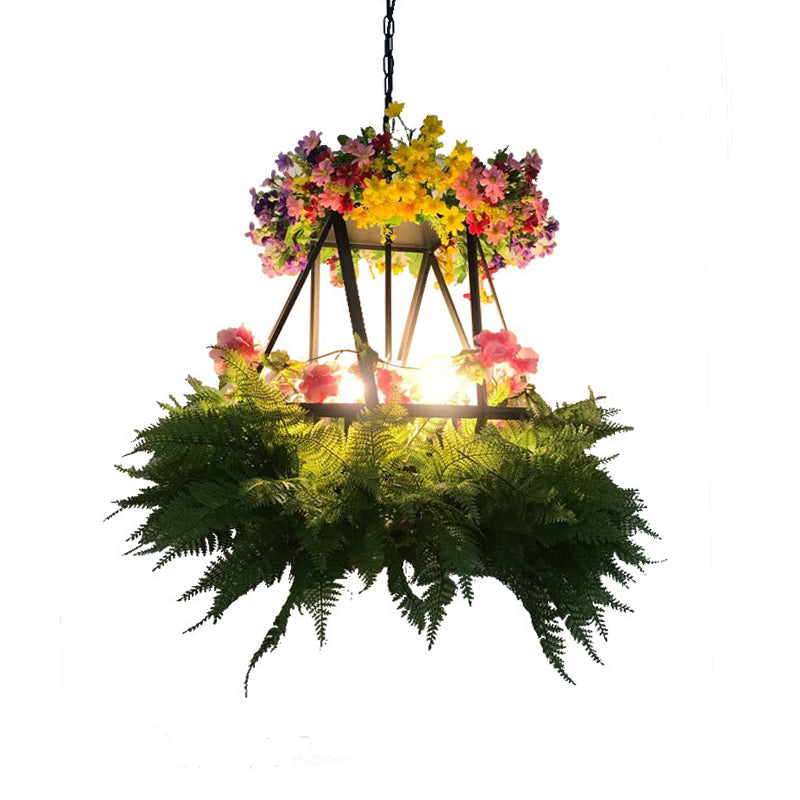 Green Plant Chandelier Pendant Light Vintage Metal 5 Lights LED - Rebooters