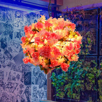 Ball Restaurant Chandelier Light Industrial Metal 4 Bulbs Pink LED Hanging Lamp - Rebooters