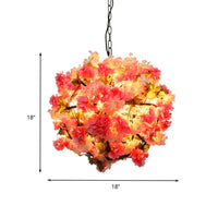 Ball Restaurant Chandelier Light Industrial Metal 4 Bulbs Pink LED Hanging Lamp - Rebooters