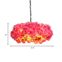 5 Lights Blossom Chandelier Lamp Antique Pink Metal LED Pendant Light for Restaurant 25.5 W - Rebooters