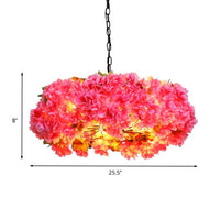 5 Lights Blossom Chandelier Lamp Antique Pink Metal LED Pendant Light for Restaurant 25.5 W - Rebooters