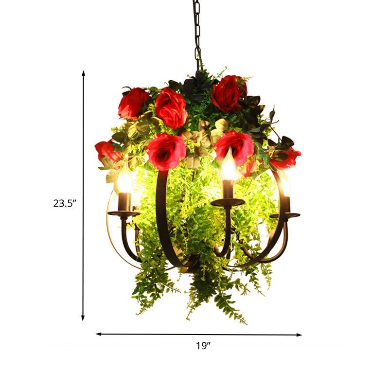 Black 5 Bulbs Pendant Chandelier Industrial Metal Rose LED Ceiling Hang Fixture - Rebooters