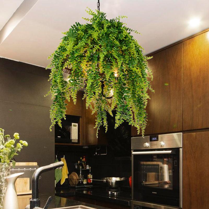 3 Bulbs Metal Chandelier Lighting Retro Green Plant LED Light - Rebooters