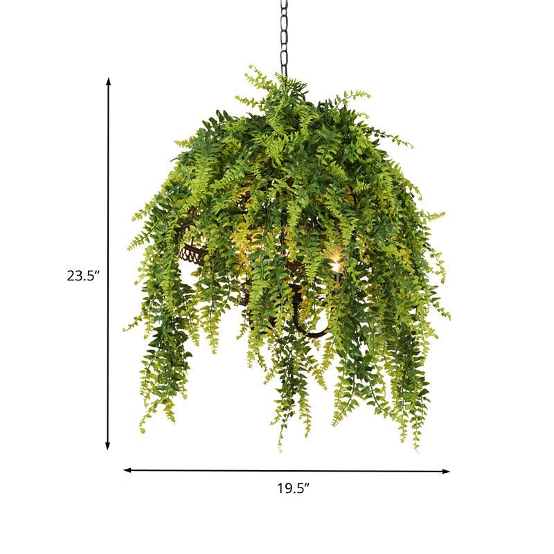 3 Bulbs Metal Chandelier Lighting Retro Green Plant LED Light - Rebooters