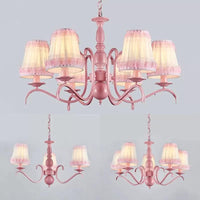 Kids Trapezoid Shade Chandelier in Pink for Restaurant - Rebooters