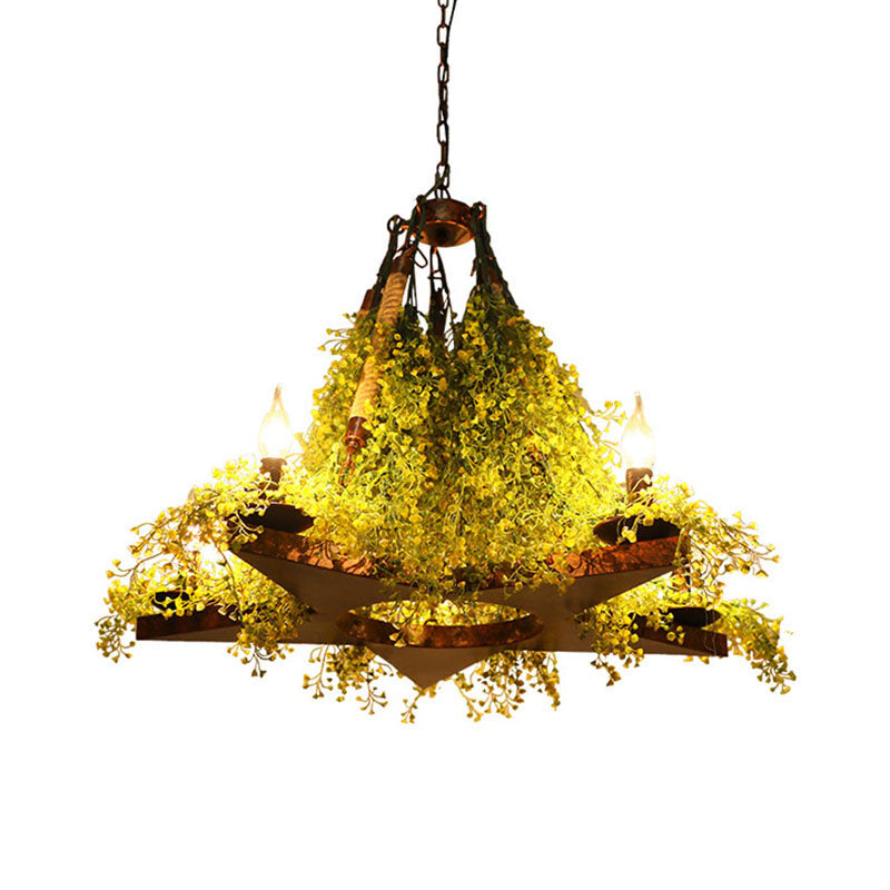 Candle Metal Chandelier Lighting Industrial 5 Lights Green Ceiling Lamp - Rebooters