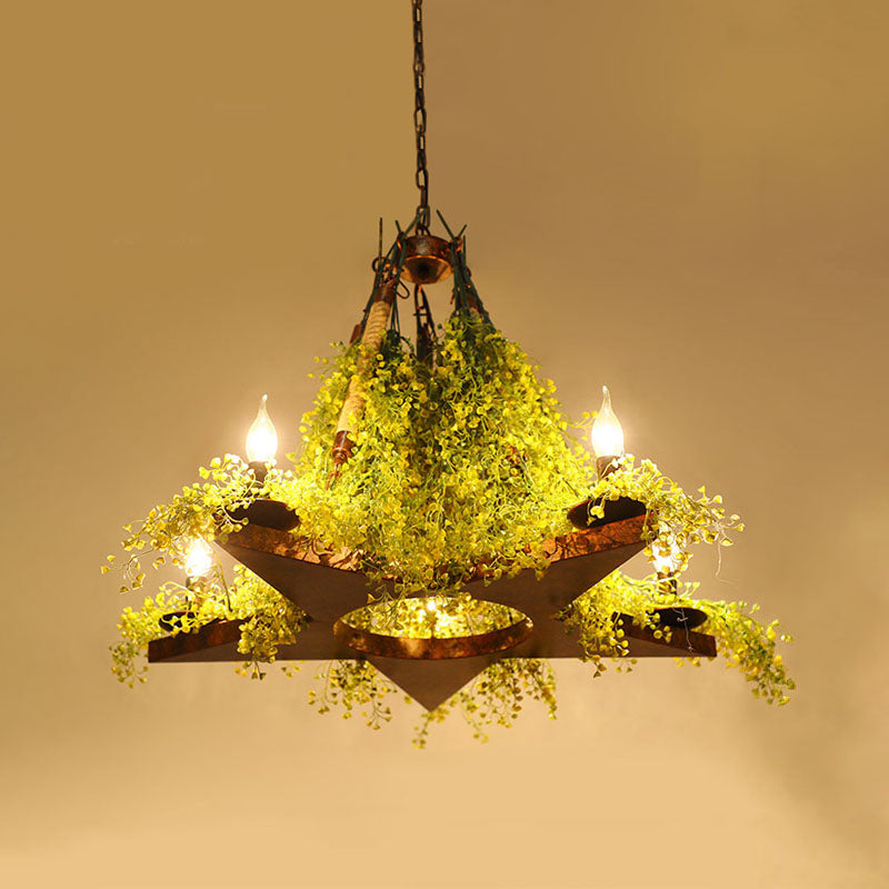 Candle Metal Chandelier Lighting Industrial 5 Lights Green Ceiling Lamp - Rebooters