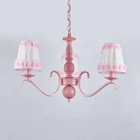 Kids Trapezoid Shade Chandelier in Pink for Restaurant - Rebooters