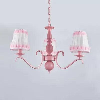 Kids Trapezoid Shade Chandelier in Pink for Restaurant - Rebooters