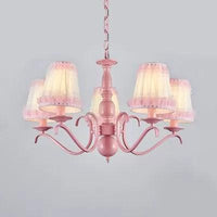 Kids Trapezoid Shade Chandelier in Pink for Restaurant - Rebooters