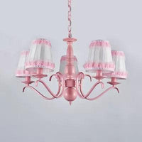 Kids Trapezoid Shade Chandelier in Pink for Restaurant - Rebooters