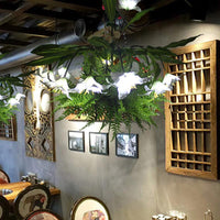 12 Heads Metal Pendant Chandelier Industrial Green Lily Lighting - Rebooters