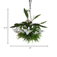 12 Heads Metal Pendant Chandelier Industrial Green Lily Lighting - Rebooters