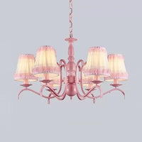 Kids Trapezoid Shade Chandelier in Pink for Restaurant - Rebooters
