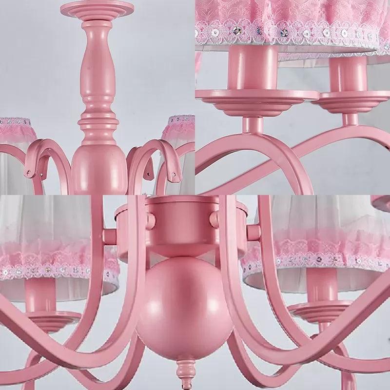 Kids Trapezoid Shade Chandelier in Pink for Restaurant - Rebooters