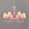 Fabric Trapezoid Shade Chandelier in Pink Multi-Head Pendant - Rebooters