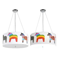 Animal Round Ceiling Pendant with Horse Fabric Chandelier - Rebooters