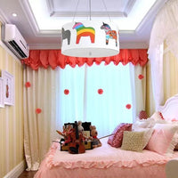 Animal Round Ceiling Pendant with Horse Fabric Chandelier - Rebooters