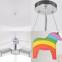 Animal Round Ceiling Pendant with Horse Fabric Chandelier - Rebooters