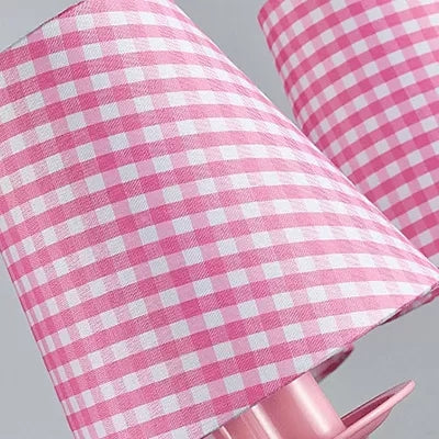 Girl Bedroom Tapered Shade Chandelier Metal 3 Lights Kids Pink Hanging Light - Rebooters
