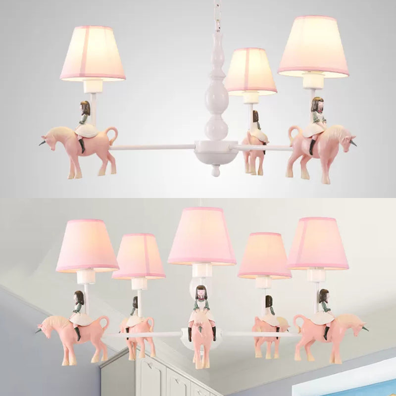 Girls Bedroom Carousel Chandelier Metal & Resin Kids Pink Light - Rebooters
