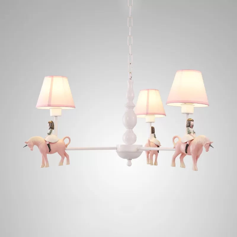 Girls Bedroom Carousel Chandelier Metal & Resin Kids Pink Light - Rebooters