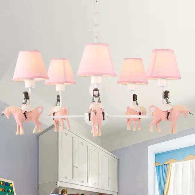 Girls Bedroom Carousel Chandelier Metal & Resin Kids Pink Light - Rebooters