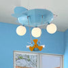 Kids Airplane Pendant Light 3 Heads Chandelier in Blue - Rebooters