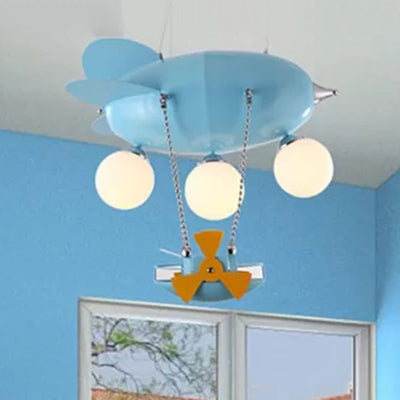 Kids Airplane Pendant Light 3 Heads Chandelier in Blue - Rebooters