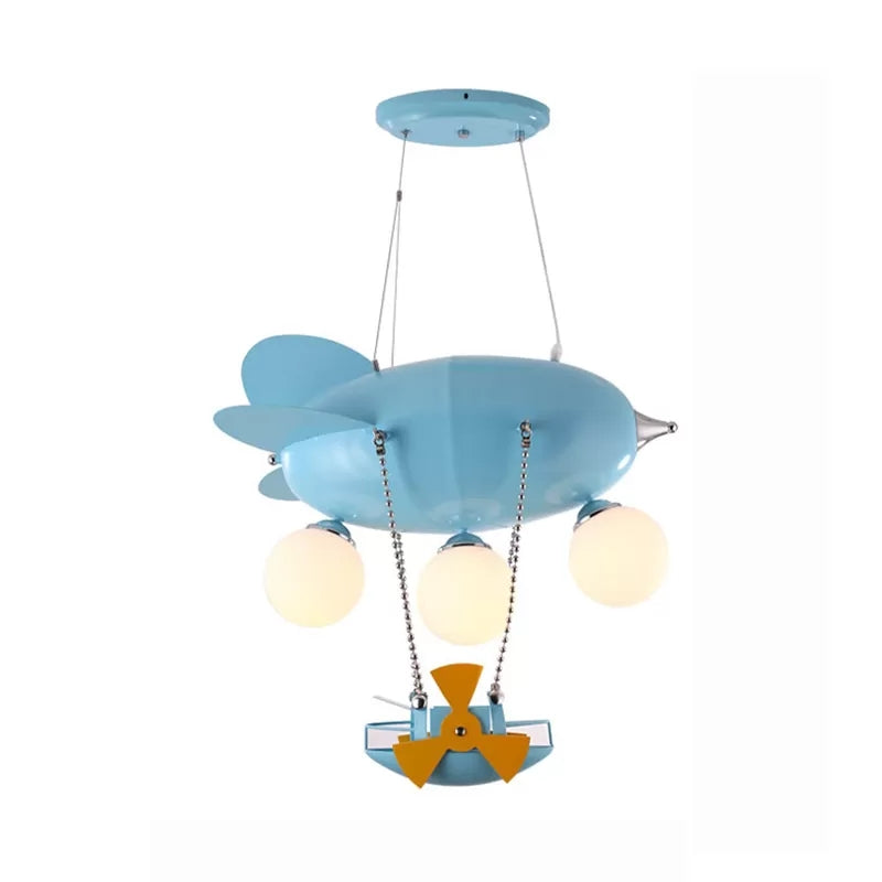 Kids Airplane Pendant Light 3 Heads Chandelier in Blue - Rebooters