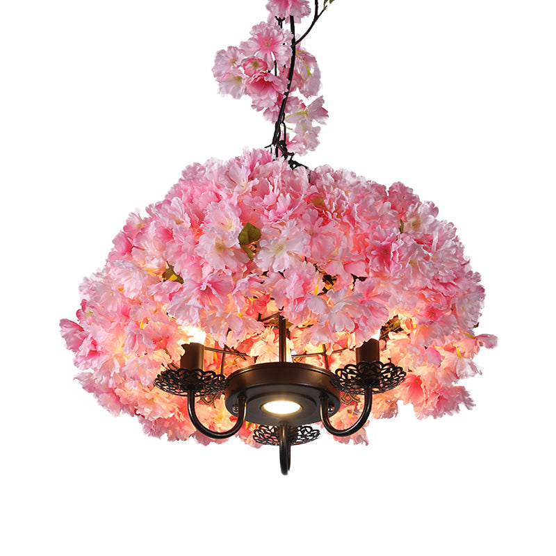 3 Lights Chandelier Lighting Fixture Industrial Candlestick Metal Hanging Lamp in Pink - Rebooters