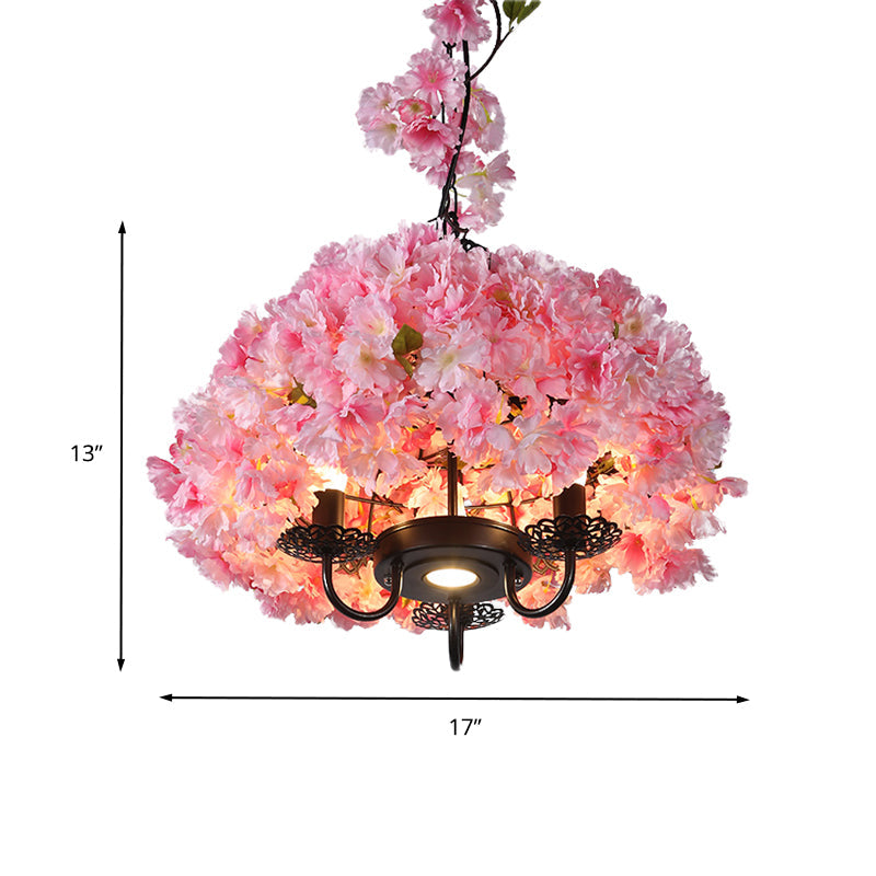 3 Lights Chandelier Lighting Fixture Industrial Candlestick Metal Hanging Lamp in Pink - Rebooters