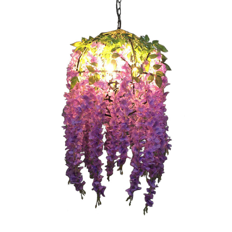 Purple Blossom Pendant Chandelier Industrial Metal Light 4 Bulbs - Rebooters