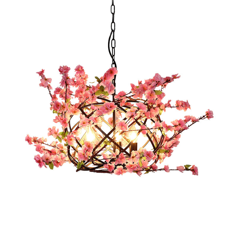 3 Lights Flower Chandelier Lighting with Bird Nest Metal - Rebooters