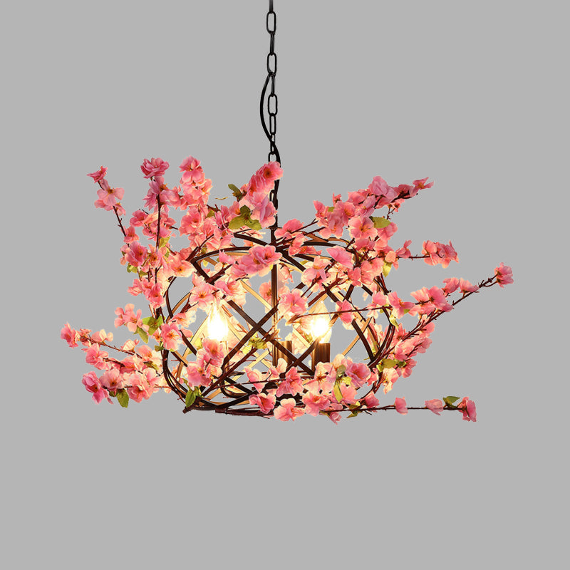 3 Lights Flower Chandelier Lighting with Bird Nest Metal - Rebooters