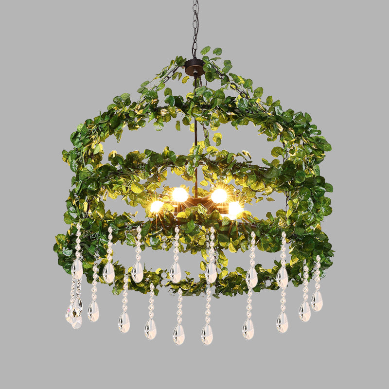 Green 6 Heads Chandelier Lamp Industrial Metal Ring Light - Rebooters