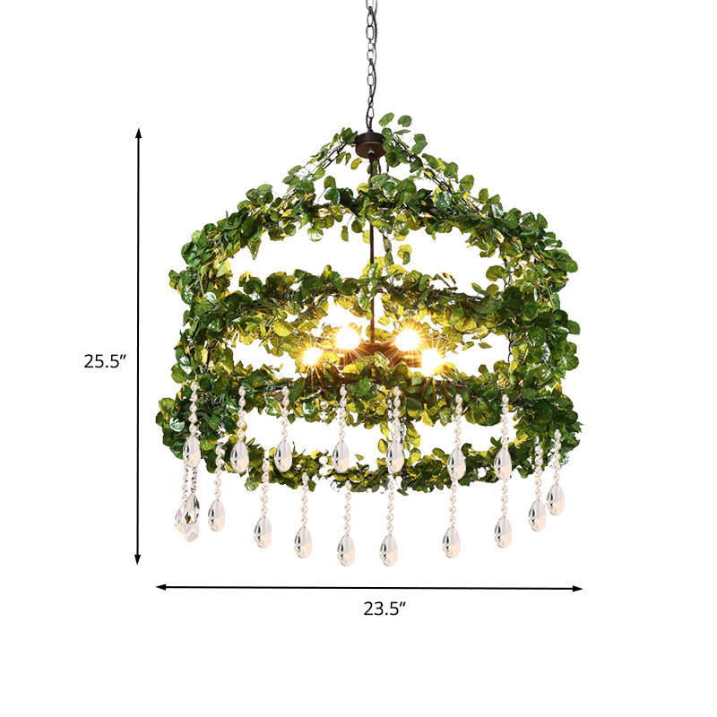 Green 6 Heads Chandelier Lamp Industrial Metal Ring Light - Rebooters