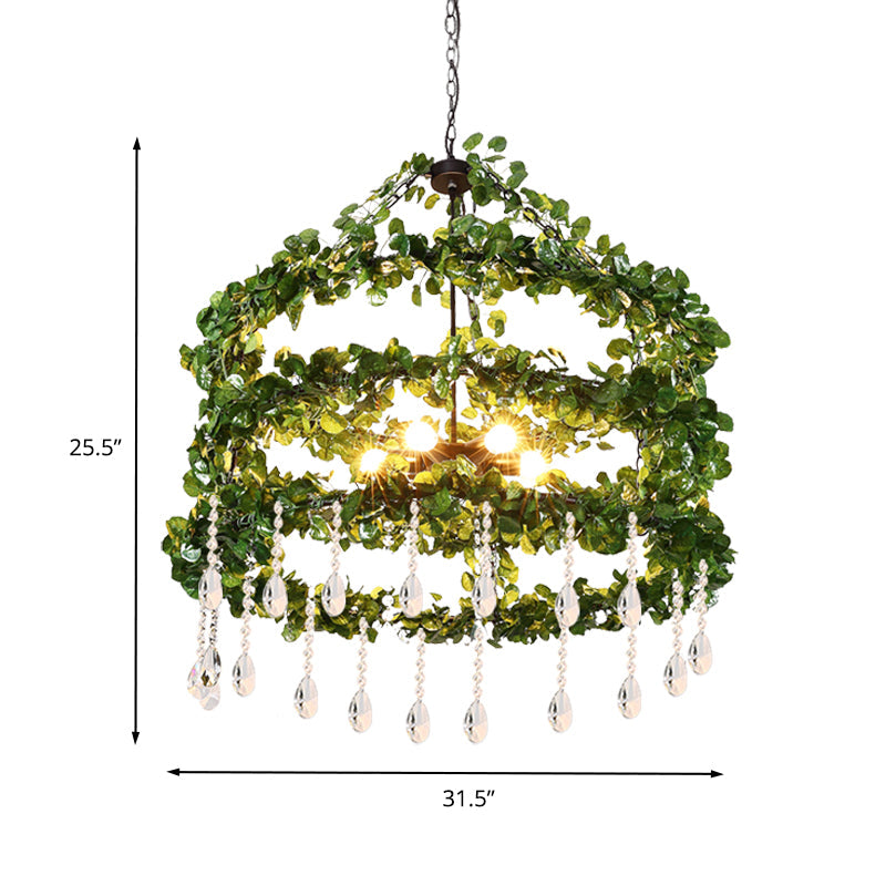 Green 6 Heads Chandelier Lamp Industrial Metal Ring Light - Rebooters