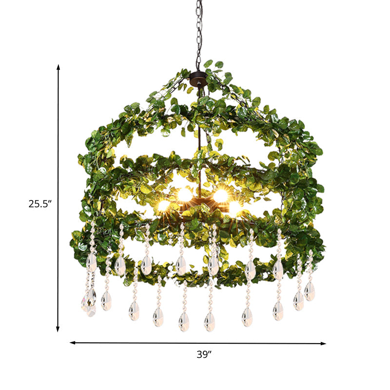 Green 6 Heads Chandelier Lamp Industrial Metal Ring Light - Rebooters